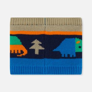 Winter Knit Neckwarmer Blue Dinosaur Print - Image 3