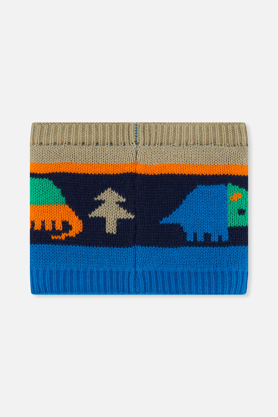 Winter Knit Neckwarmer Blue Dinosaur Print - Image 3