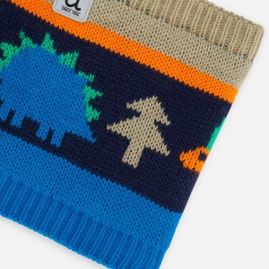 Winter Knit Neckwarmer Blue Dinosaur Print - Image 4