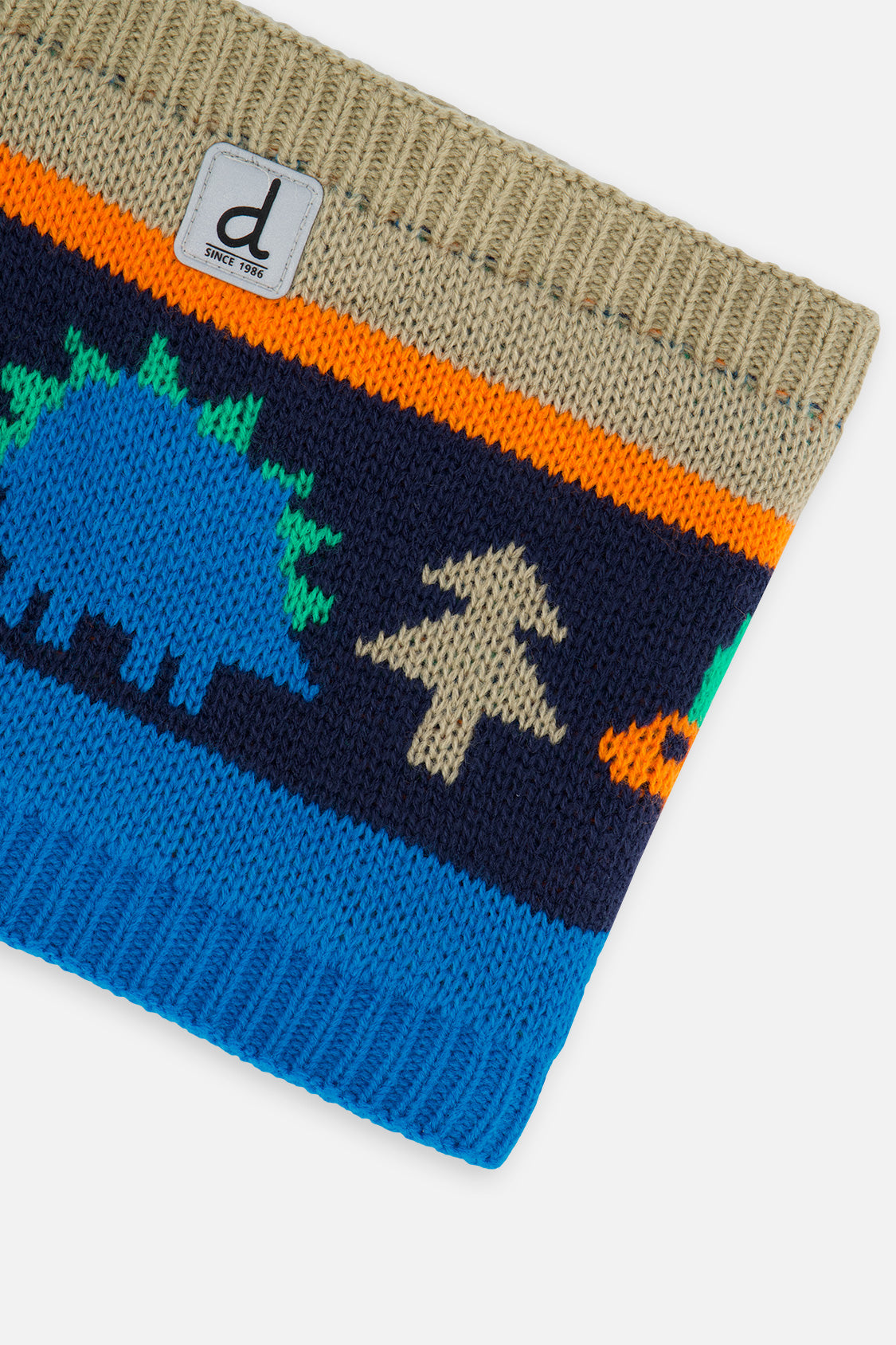 Winter Knit Neckwarmer Blue Dinosaur Print - Image 4