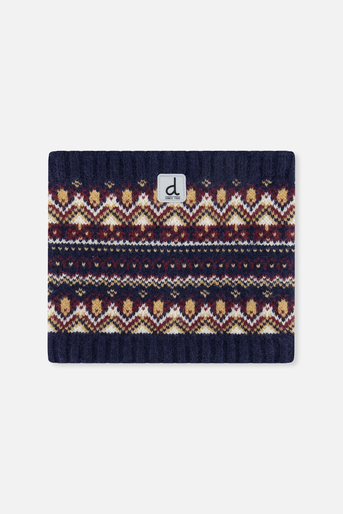 Baby Winter Knit Neckwarmer Blue And Red Jacquard - Image 4