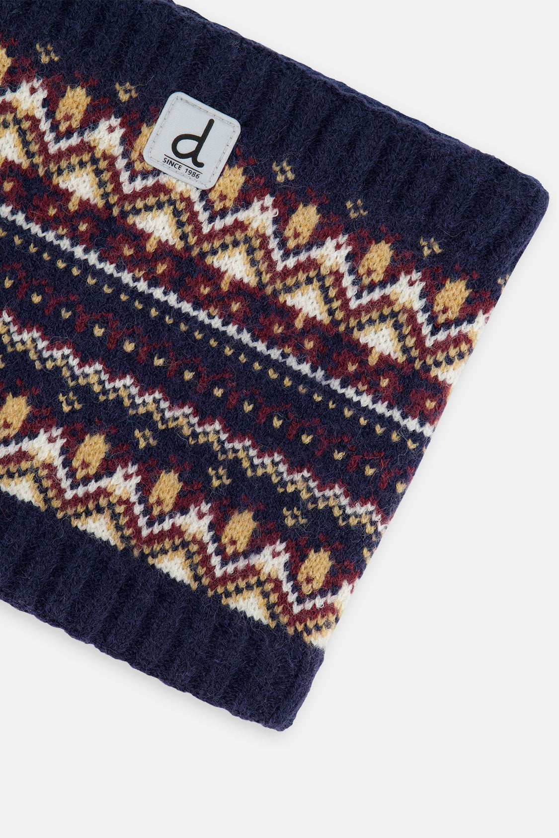 Baby Winter Knit Neckwarmer Blue And Red Jacquard - Image 3