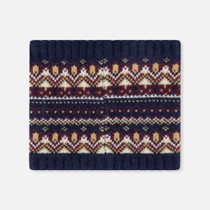 Winter Knit Neckwarmer Blue And Red Jacquard - Image 3