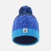 Winter Peruvian Knit Hat With Pompom Dusty Pink And Light Blue