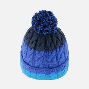 Winter Knit Hat With Pompom Dark Blue - Image 3