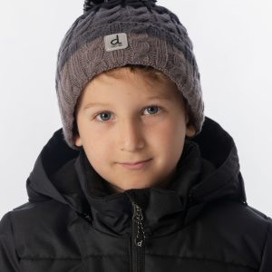 Winter Knit Hat With Pompom Black And Grey - Image 2