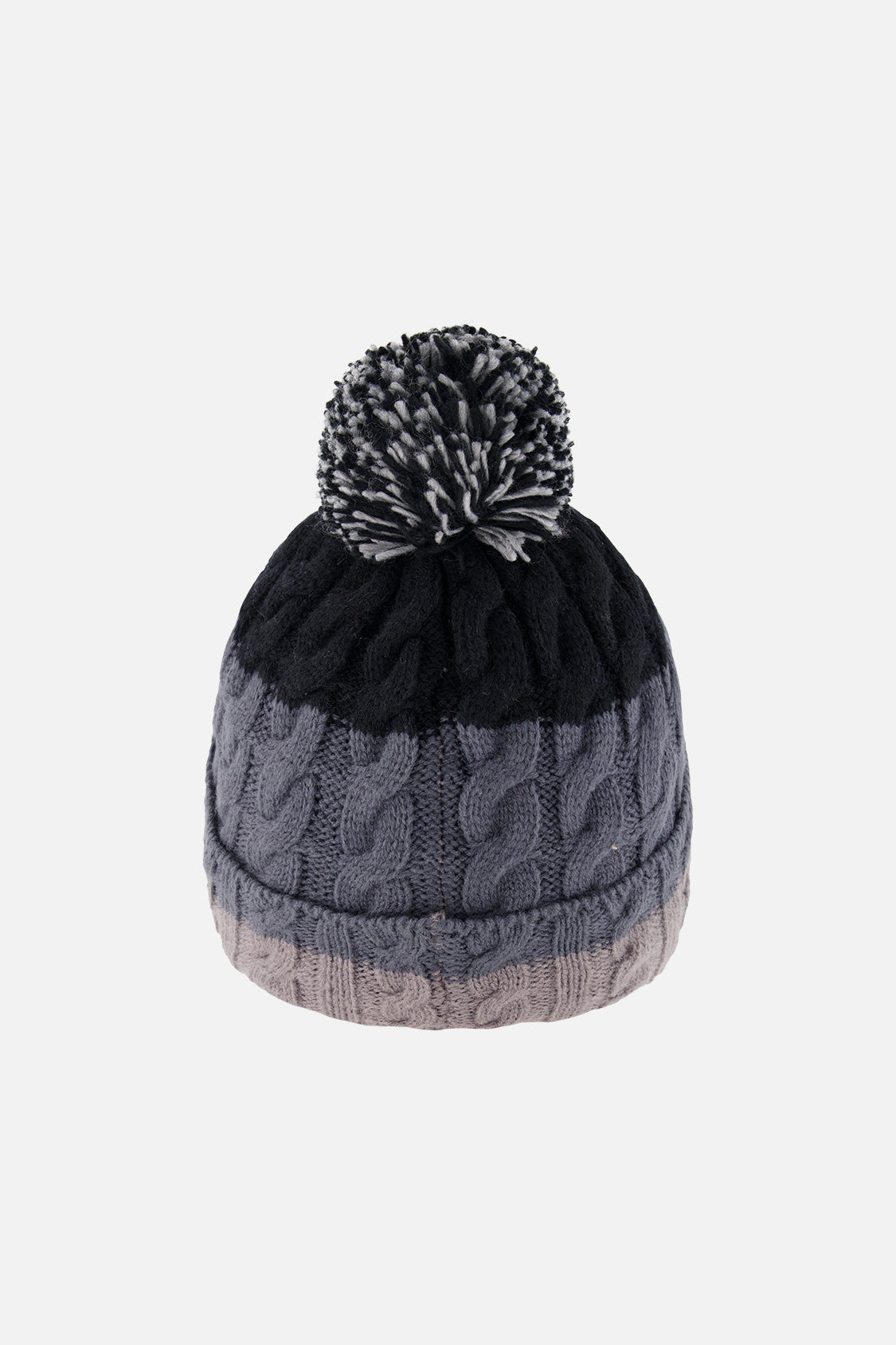 Winter Knit Hat With Pompom Black And Grey - Image 3