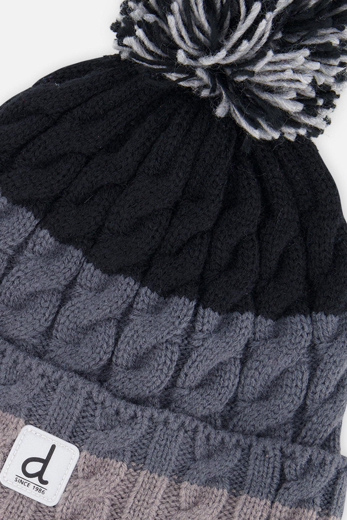 Winter Knit Hat With Pompom Black And Grey - Image 4