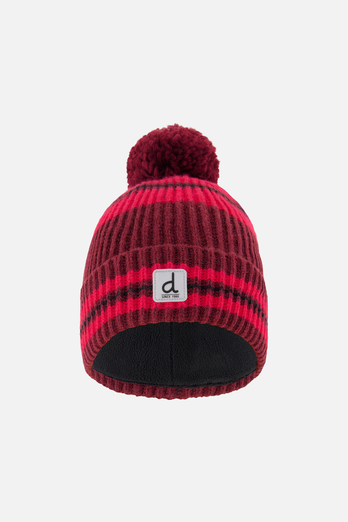 Winter Knit Hat With Pompom Burgundy