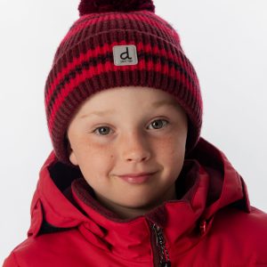 Winter Knit Hat With Pompom Burgundy - Image 2