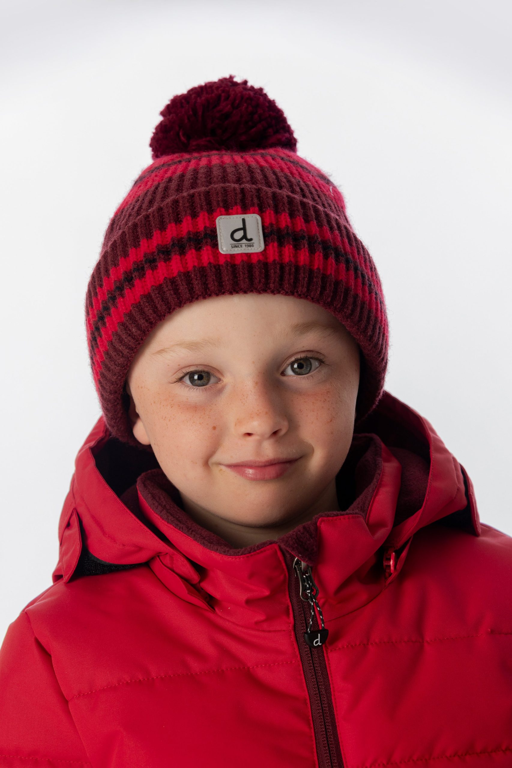 Winter Knit Hat With Pompom Burgundy - Image 2