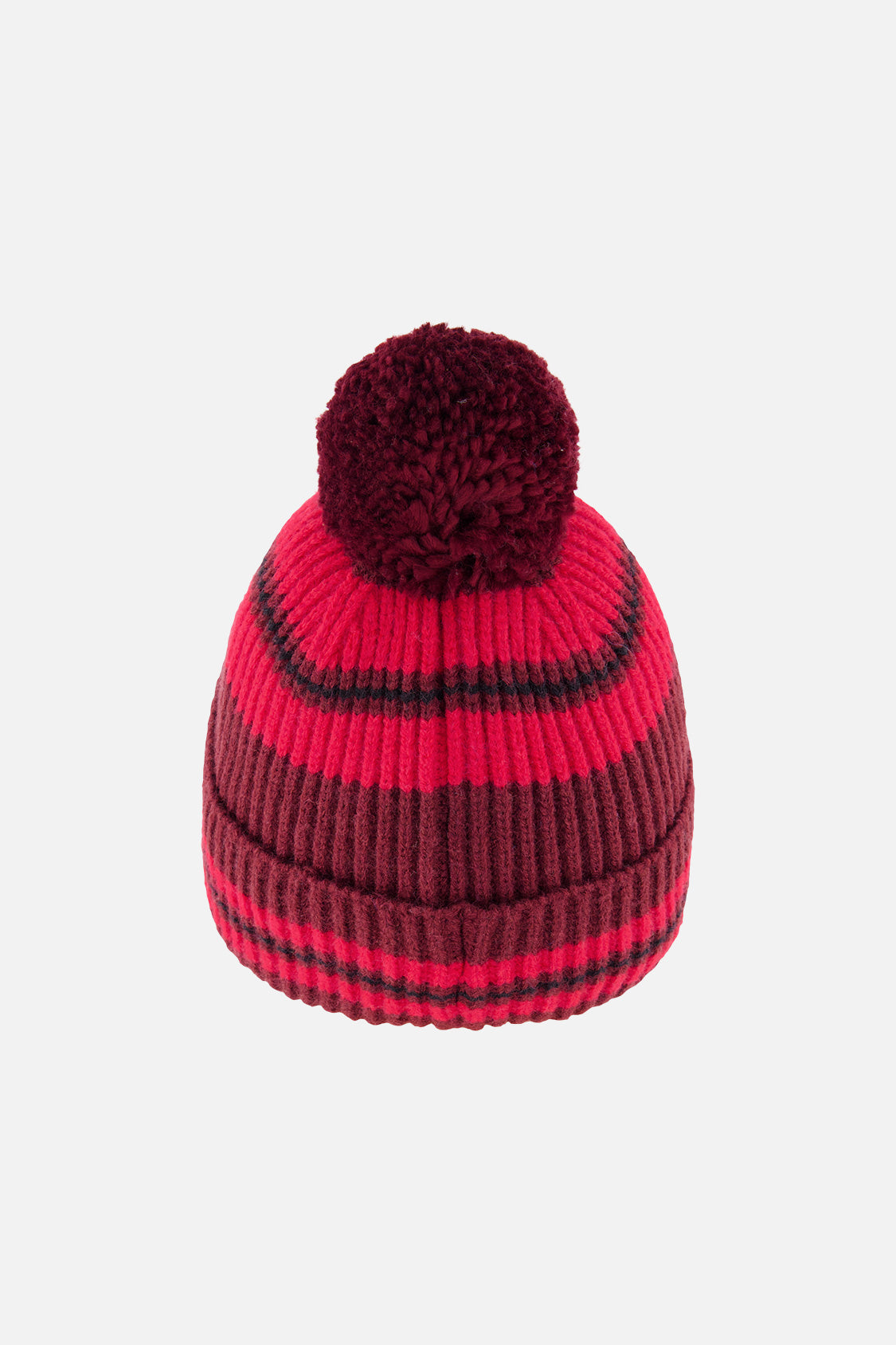 Winter Knit Hat With Pompom Burgundy - Image 3