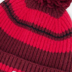 Winter Knit Hat With Pompom Burgundy - Image 4