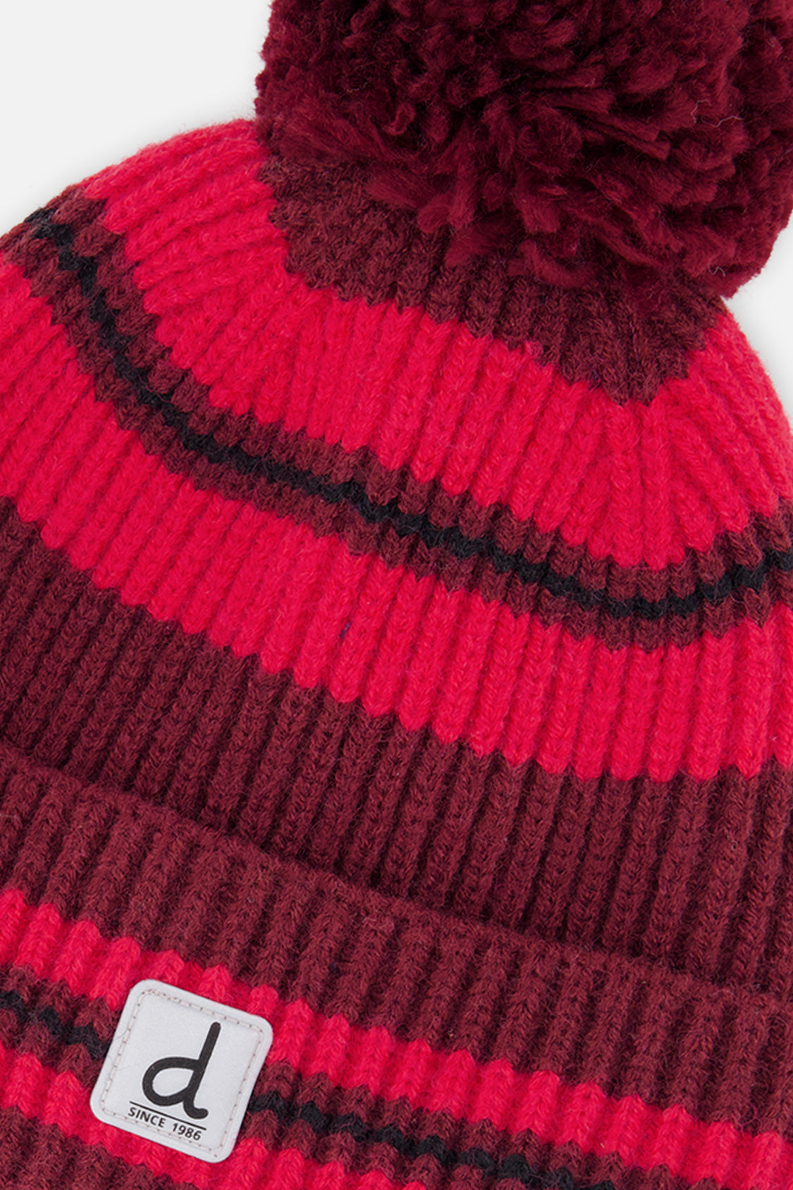 Winter Knit Hat With Pompom Burgundy - Image 4