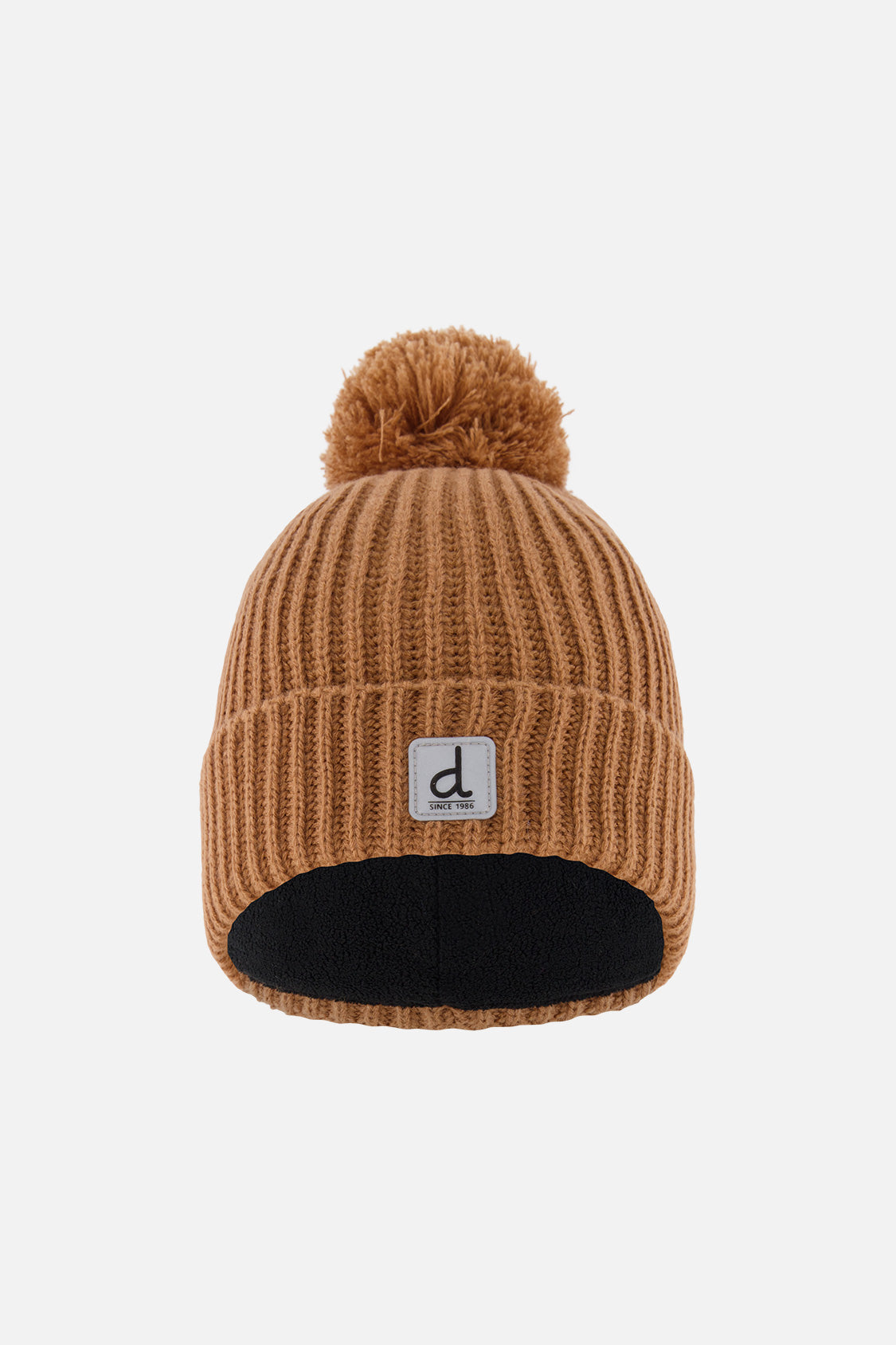 Winter Knit Hat With Pompom Brown