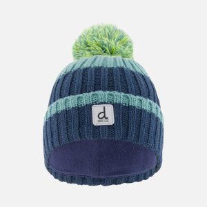 Winter Knit Hat With Pompom Dark Turquoise