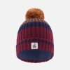Winter Knit Hat With Pompom Burgundy