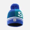 Winter Knit Hat With Pompom Light Blue And Light Pink