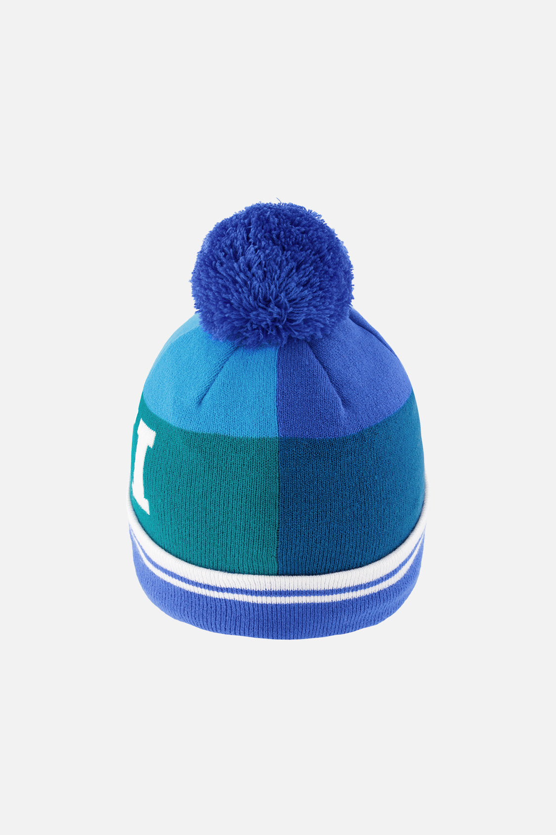 Winter Knit Hat With Pompom Dark Blue And Turquoise - Image 3