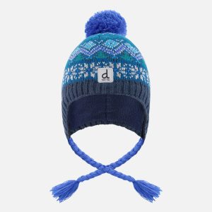 Winter Peruvian Knit Hat With Pompom Dark Turquoise