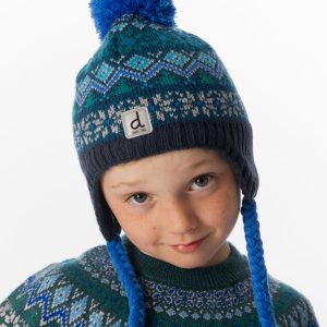 Alternative view of Winter Peruvian Knit Hat With Pompom Dark Turquoise