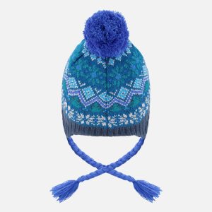 Winter Peruvian Knit Hat With Pompom Dark Turquoise - Image 3