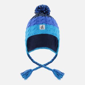 Winter Peruvian Knit Hat With Pompom Dark Blue