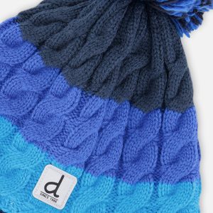 Winter Peruvian Knit Hat With Pompom Dark Blue - Image 4