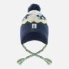 Winter Peruvian Knit Hat With Pompom Dark Blue