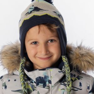 Alternative view of Winter Peruvian Dino Knit Hat With Pompom Dark Turquoise