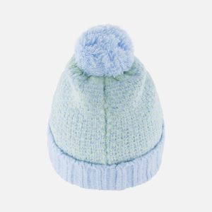 Winter Knit Hat With Pompom Blue Green - Image 3