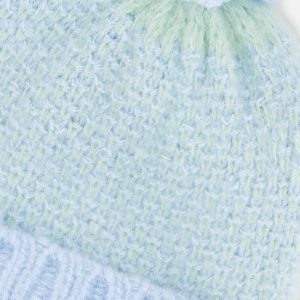 Winter Knit Hat With Pompom Blue Green - Image 4