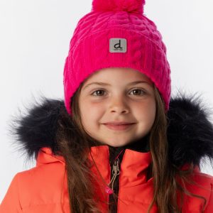 Winter Knit Hat With Pompom Bright Pink - Image 2