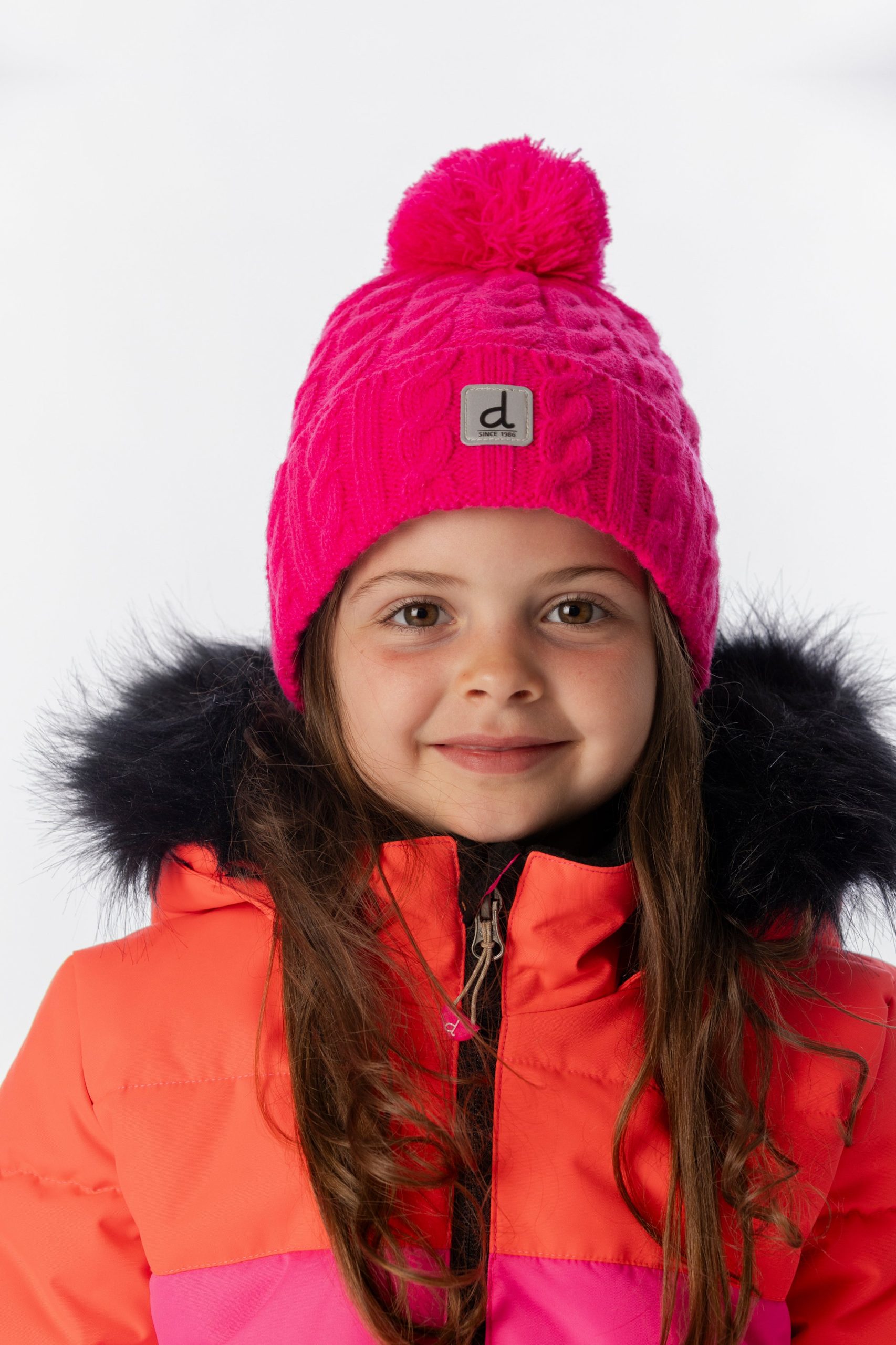 Winter Knit Hat With Pompom Bright Pink - Image 2