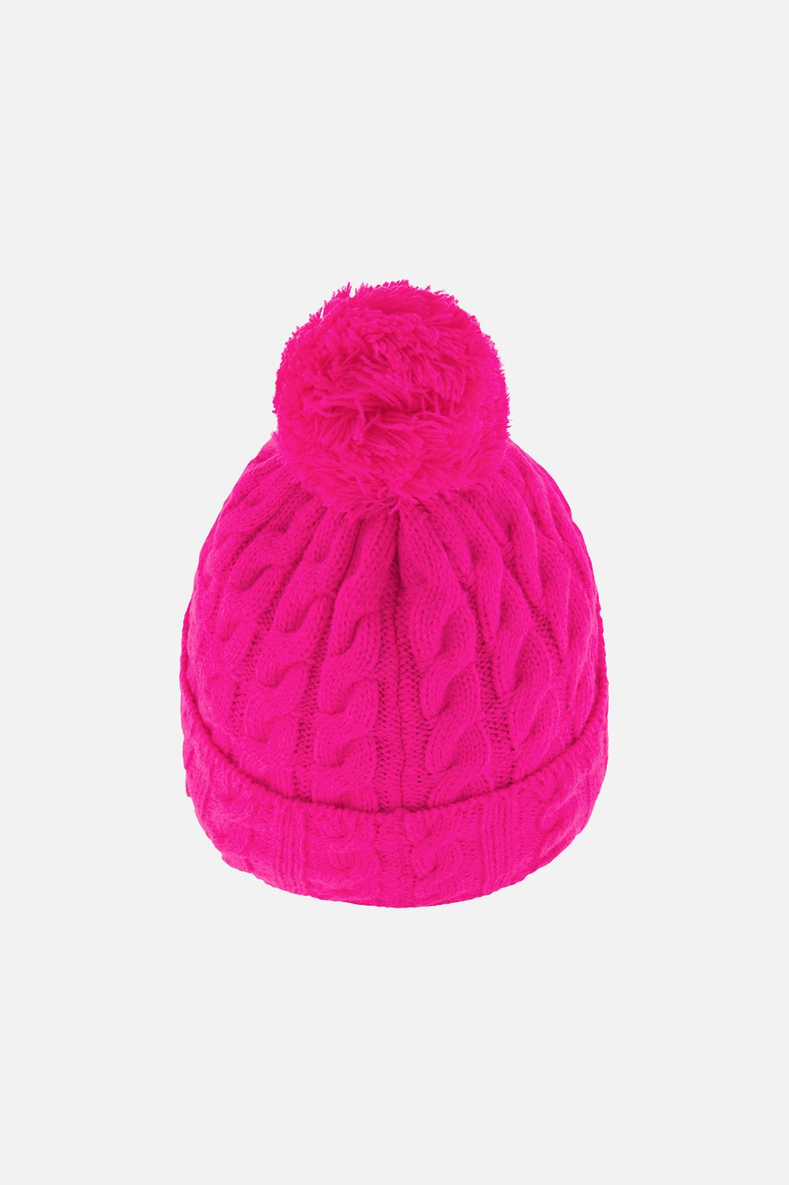 Winter Knit Hat With Pompom Bright Pink - Image 3