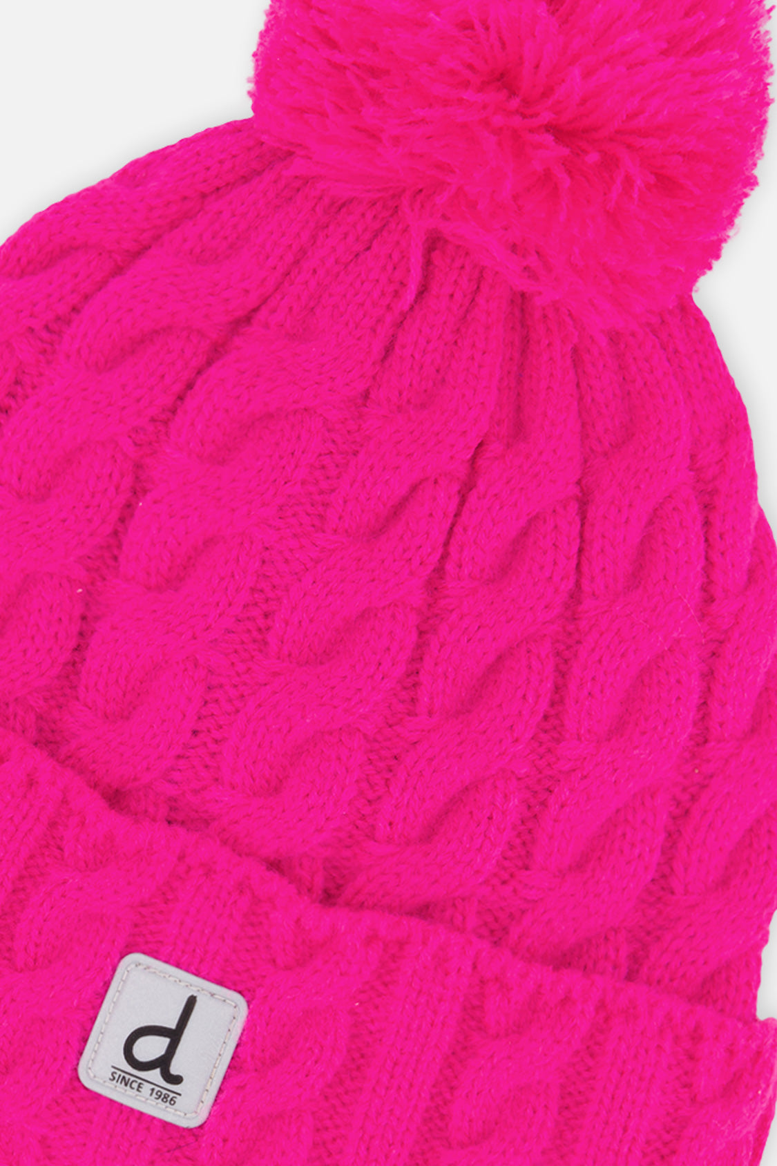 Winter Knit Hat With Pompom Bright Pink - Image 4