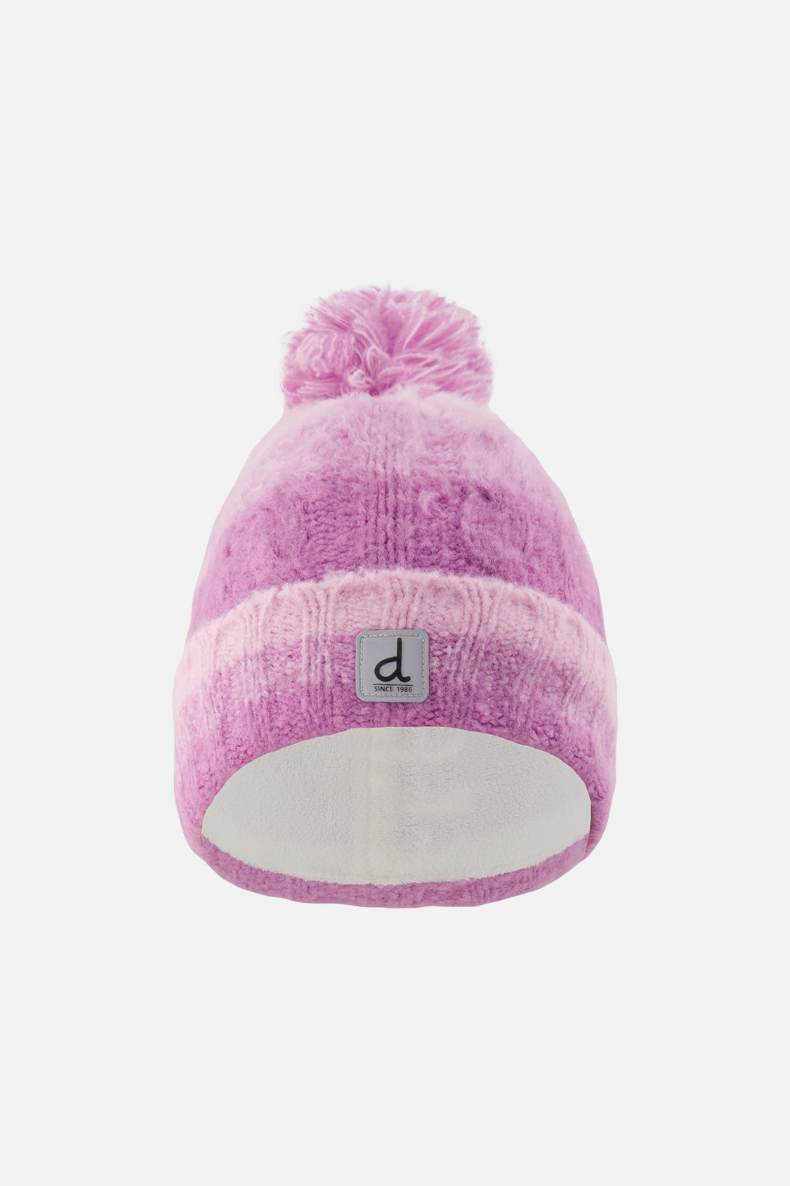 Winter Knit Hat With Pompom Pinkish Violet