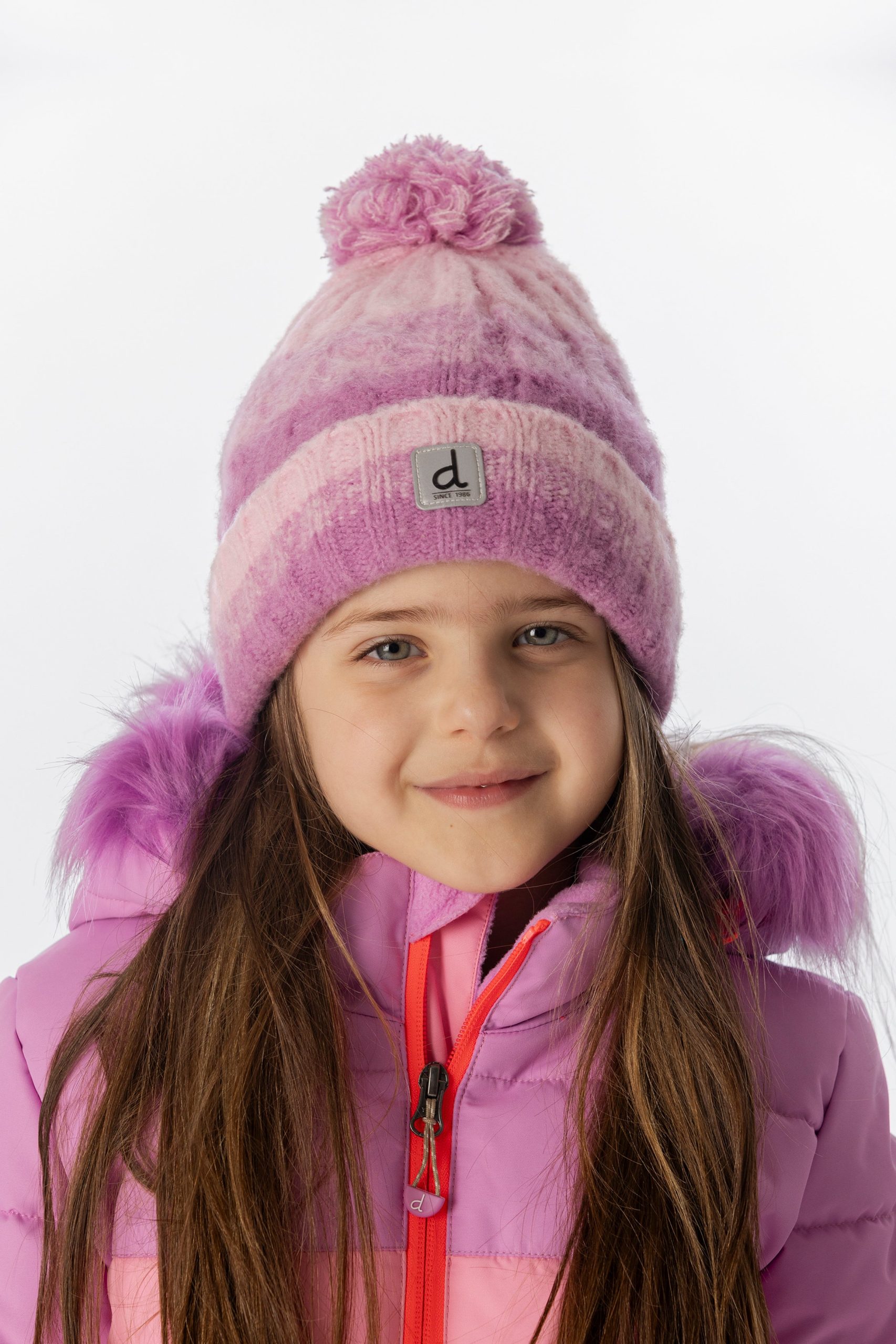 Winter Knit Hat With Pompom Pinkish Violet - Image 2