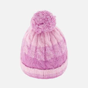 Winter Knit Hat With Pompom Pinkish Violet - Image 3