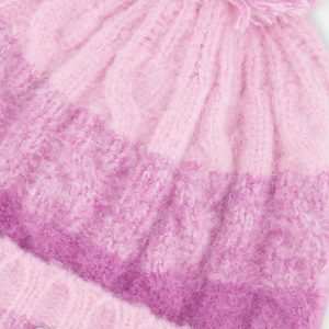 Winter Knit Hat With Pompom Pinkish Violet - Image 4