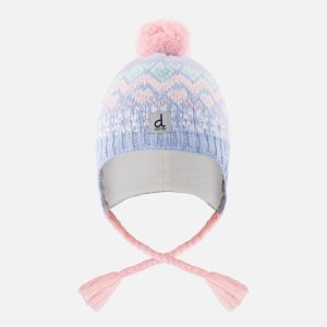 Winter Peruvian Knit Hat With Pompom Light Blue