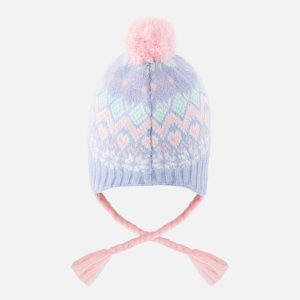 Winter Peruvian Knit Hat With Pompom Light Blue - Image 3