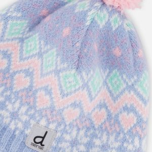 Winter Peruvian Knit Hat With Pompom Light Blue - Image 4