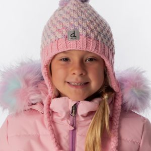 Alternative view of Winter Peruvian Knit Hat With Pompom Dusty Pink And Light Blue