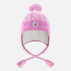 Winter Peruvian Knit Hat With Pompom Pinkish Violet