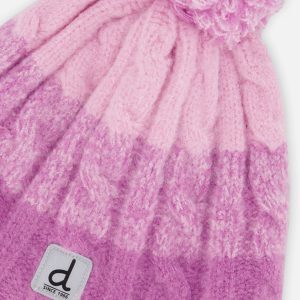 Winter Peruvian Knit Hat With Pompom Pinkish Violet - Image 4
