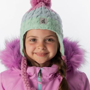 Alternative view of Winter Peruvian Knit Hat With Pompom Mint Green, Light Blue And Pinkish Violet