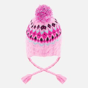 Alternative view of Winter Peruvian Knit Hat With Pompom Mint Green, Light Blue And Pinkish Violet