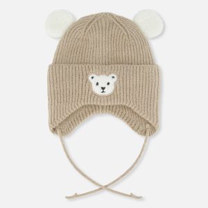Baby Winter Knit Hat With Ear Flaps And Ears Light Taupe - Image 8