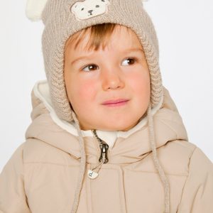 Alternative view of Baby Winter Knit Hat With Ear Flaps And Ears Light Taupe